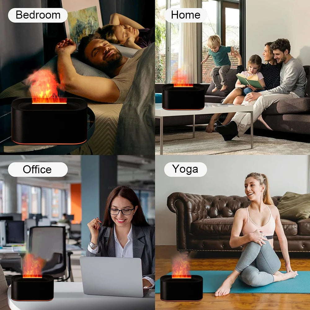 Aroma Humidifier Mini Air Humidifier for Home Bedroom Flame Essential Oils Diffuser Desktop Fragrance Diffuser with Night Light