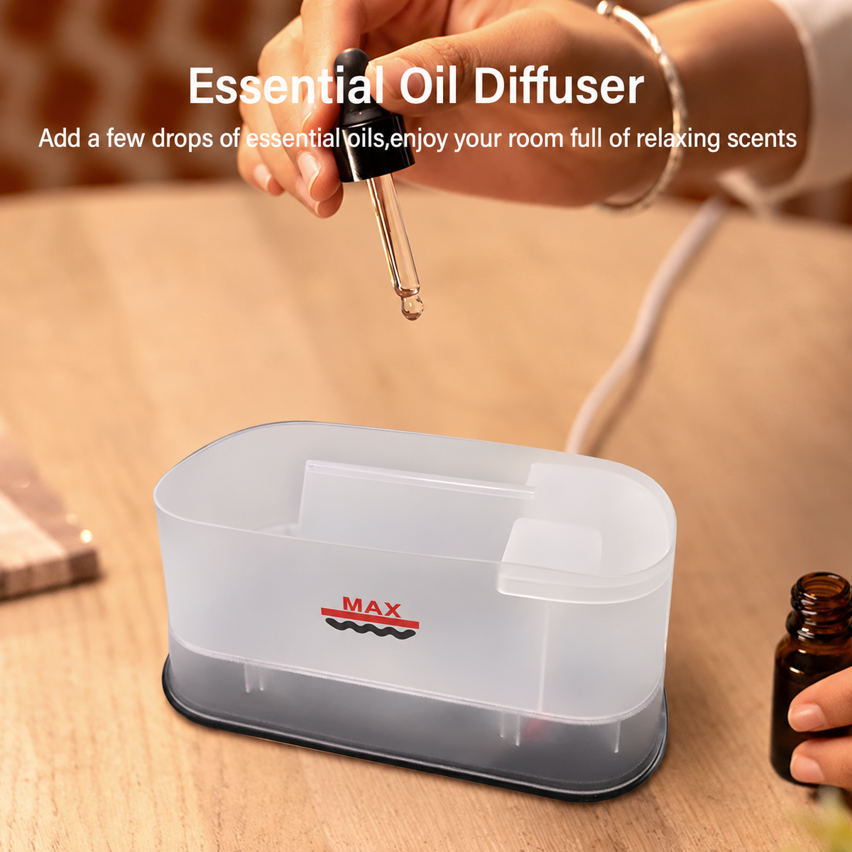 Aroma Humidifier Mini Air Humidifier for Home Bedroom Flame Essential Oils Diffuser Desktop Fragrance Diffuser with Night Light